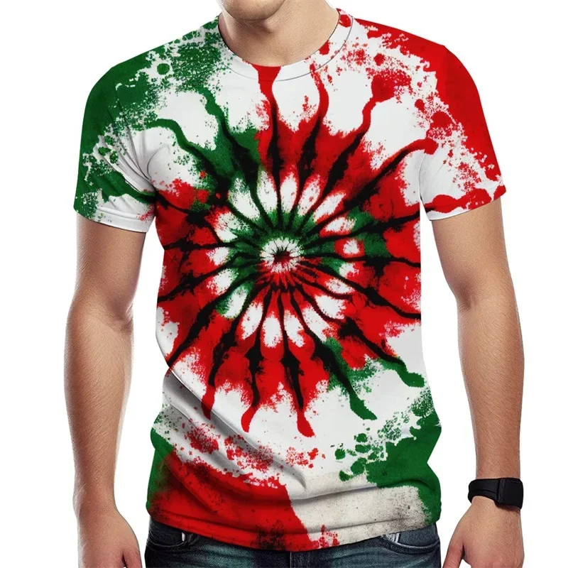 Spiral Streak Tie Dye T Shirt for Men y2k Tops 3D Paisley Stripe Printed T-shirt Womens Clothing Novelty Cool Designs Tee Shirts