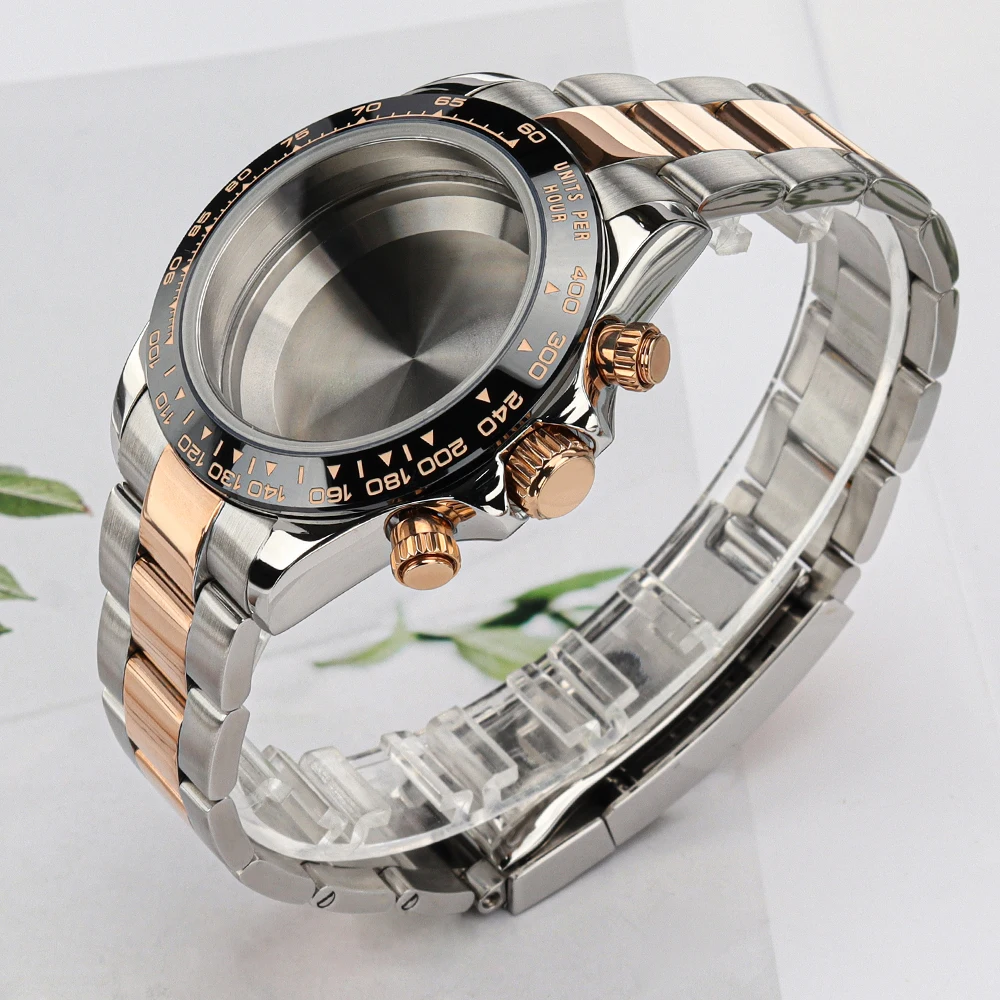 

VK63 39mm Watch Case 316L Stainless Steel Bracelet Sapphire Crystal For Daytona Style VK63 Quartz Automatic Movt Accessory Parts
