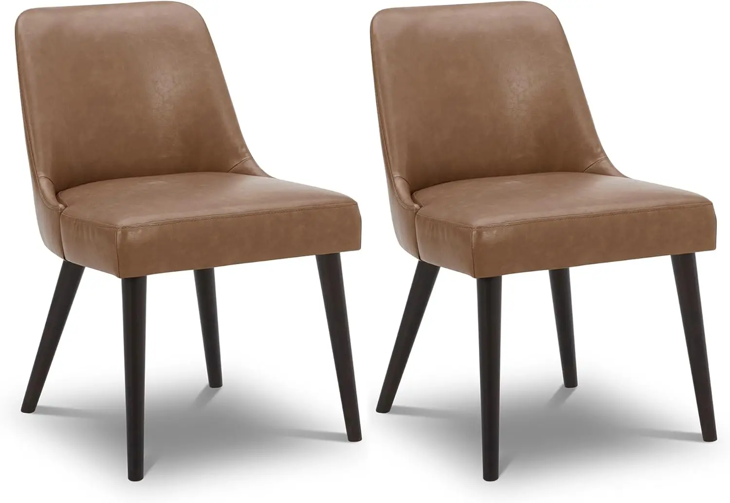 

Mid-Century Modern Dining Chair Upholstered Fabric Accent Chairs Set of 2 Retro Brown in PU Leather 17.75"D x 20.5"W x 32.25"H