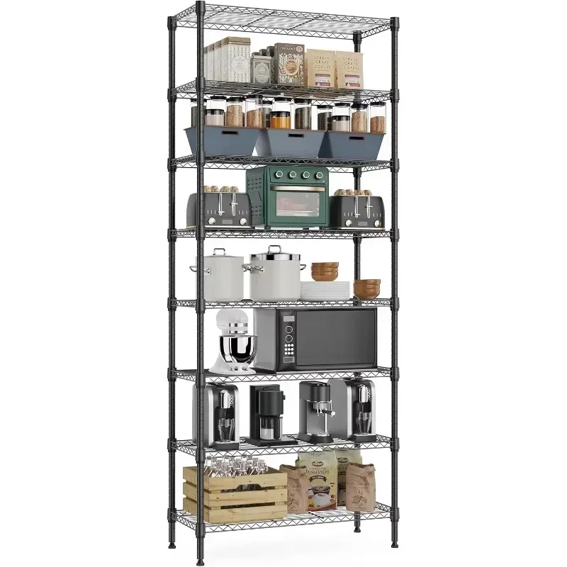 Hot salesExclusive Offer 8 Tier 2000 lbs Storage Rack Metal Wire Shelving Unit, Storage Standing Shelf Organizer for Laundry Bat