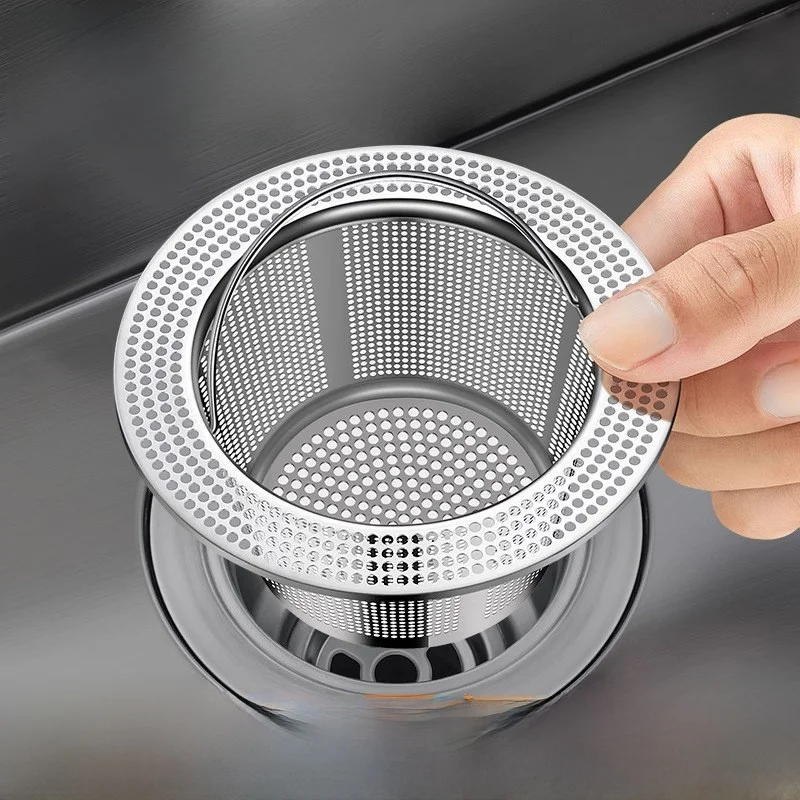 

New 304 Kitchen Sink Drain Filter Anti-Clogging Vegetable Washing Basin Sewerage Filter Quality Household Cleaning Tool