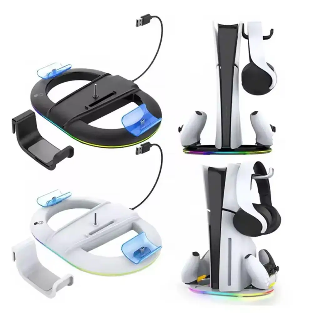 

RGB Vertical Stand Stable With Colorful LED Base For PS5 Slim Game Console Gaming Stand Game Console Base Game Accessories