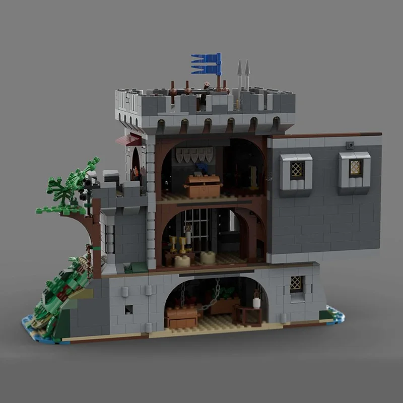 Castello medievale Modello MOC Mattoni da costruzione Castello della foresta medievale Tecnologia modulare Regali Vacanza Assemblare Giocattoli per bambini Vestito