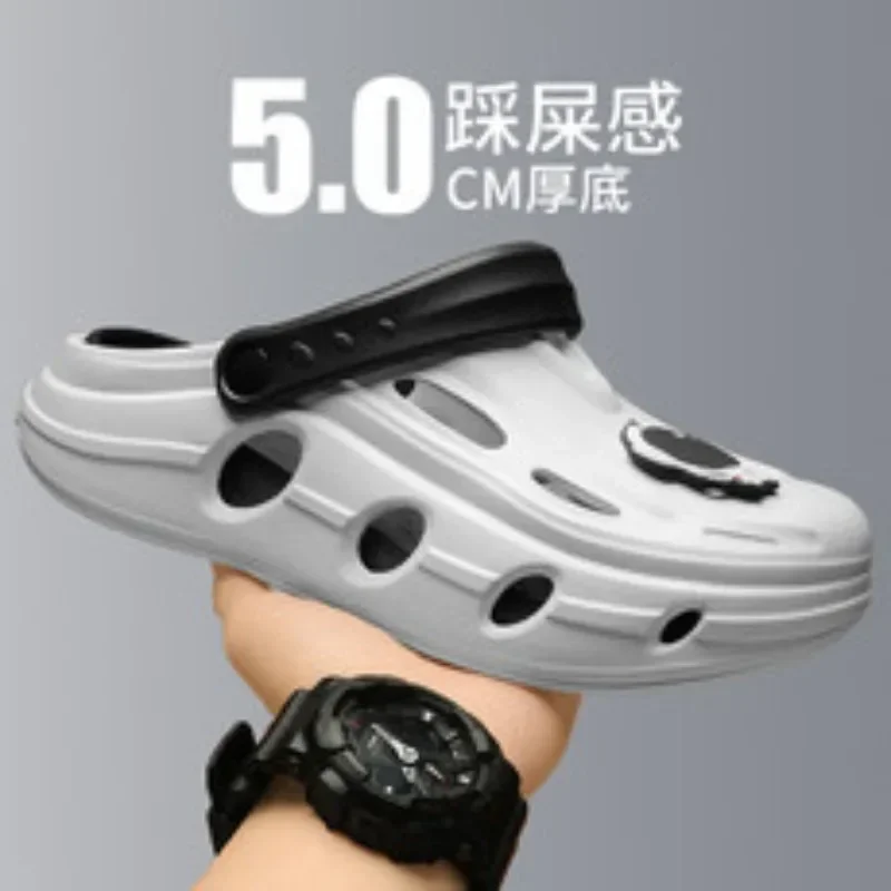 2025 Pantofole da esterno antiscivolo con fondo spesso estivo da uomo Sandali con fondo morbido casual Scarpe slip-on in EVA con tacco piatto traspirante