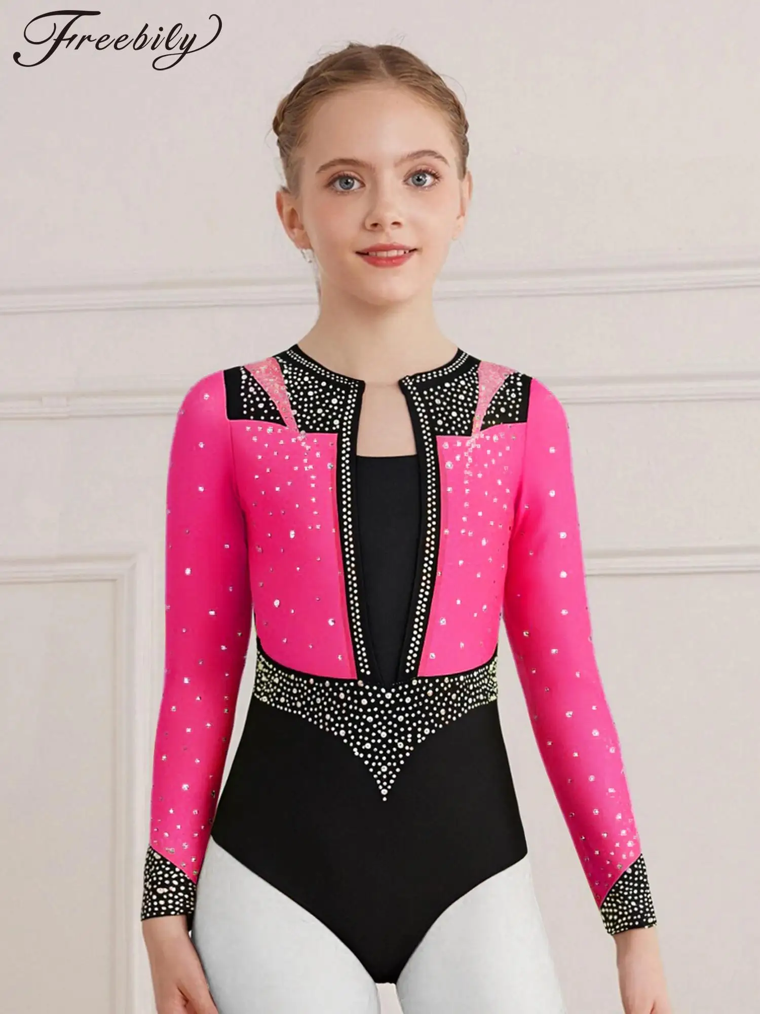

Girls Ballet Outfit Dancewear Gymnastics Jumpsuit Children Skating Dance Leotard Ballerina Bodysuits Ballroom Performance Wear