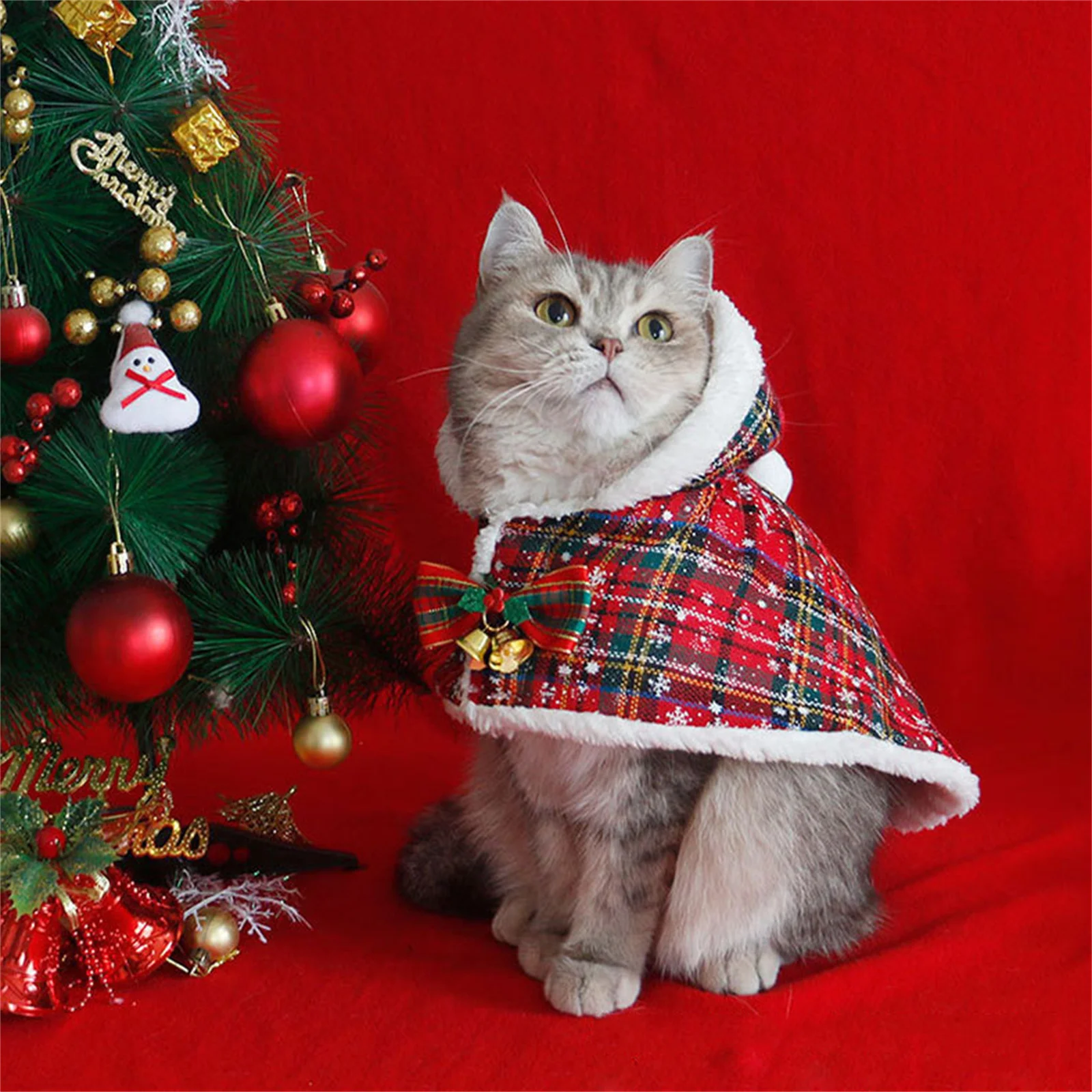 Pet Christmas Cloak Transformed Cat Cape Dress Up Clothes Cozy Hooded Dogs Capes Party