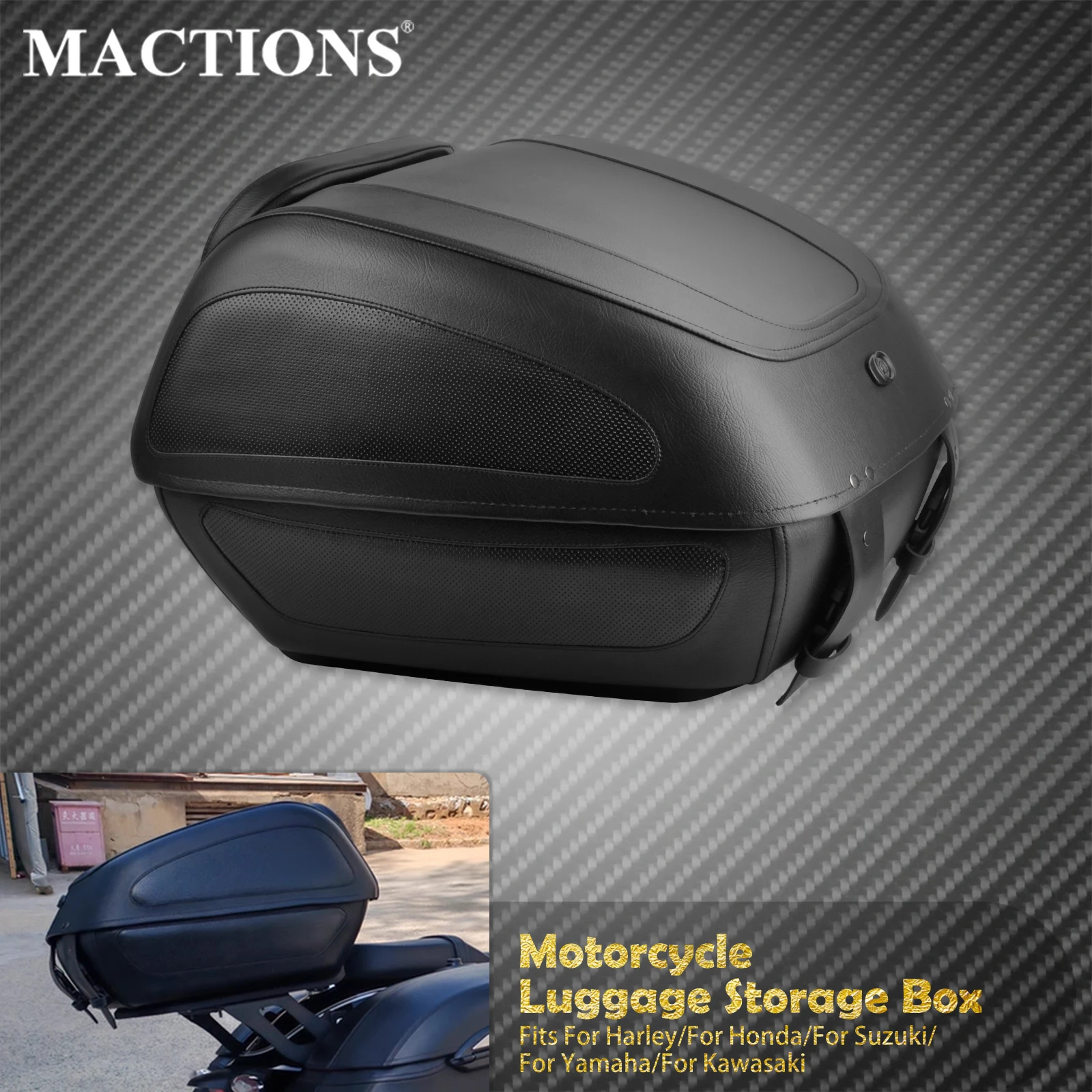 

Motorcycle Trunk Bag Rear Luggage Storage Tool Box Tail Travel Case For Harley Softail Touring Sportster For Yamaha For Honda