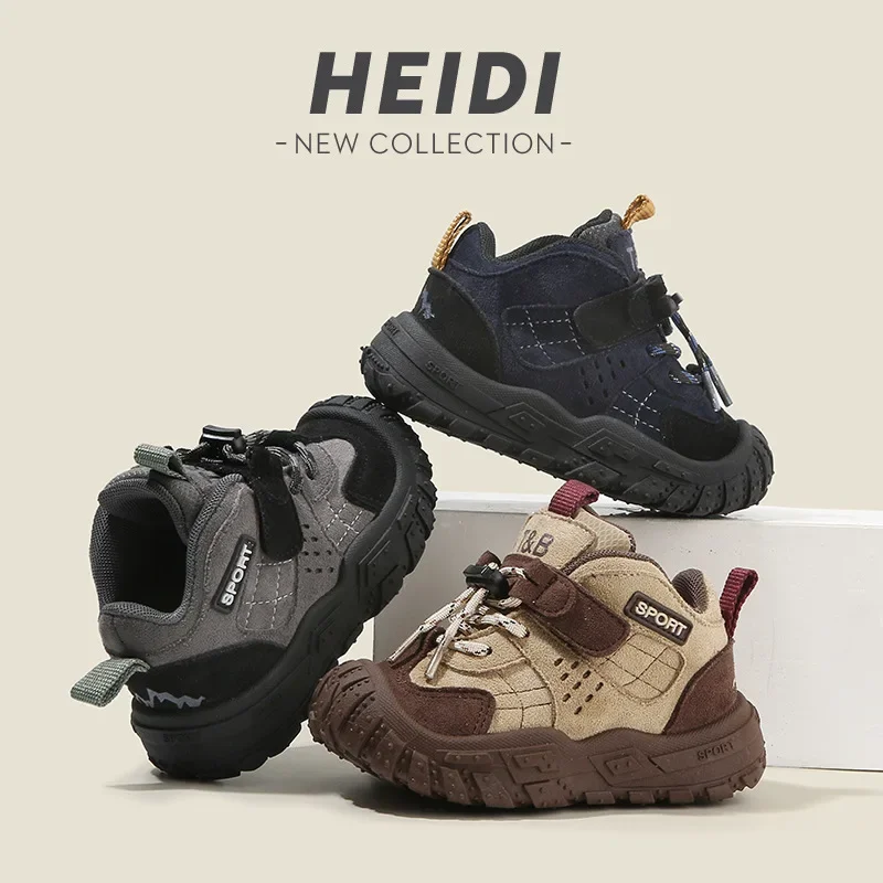 

Осенне-весенняя детская повседневная обувь на мягкой подошве, модные кроссовки для мальчиков, походная спортивная обувь для девочек, спортивная обувь на шнуровке спереди, нейтральная цветная блокировка