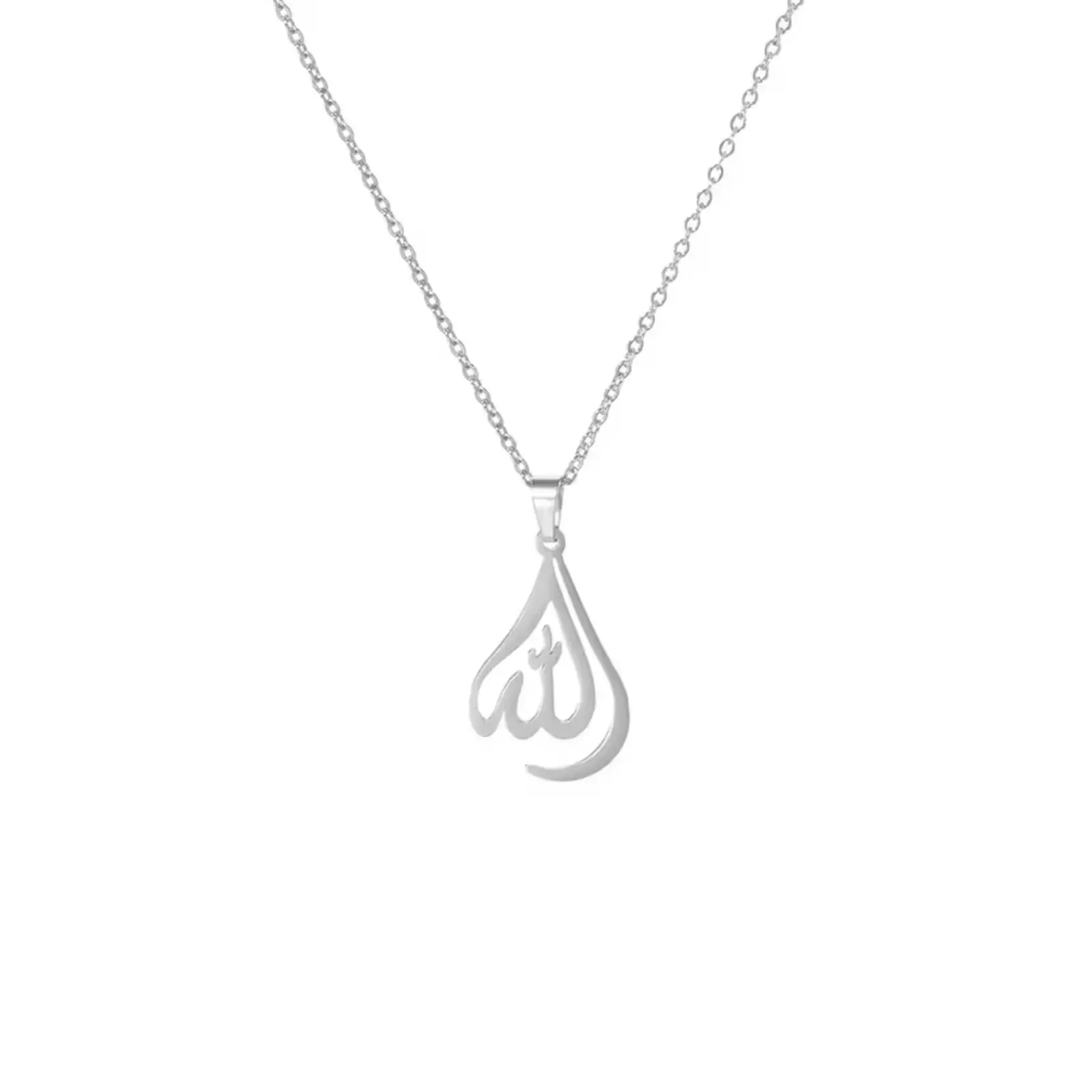 Islamische Muslimische Allah-Symbol-Halskette, Anhänger mit arabischen Buchstaben, Edelstahlschmuck, Geschenk – Detail 2