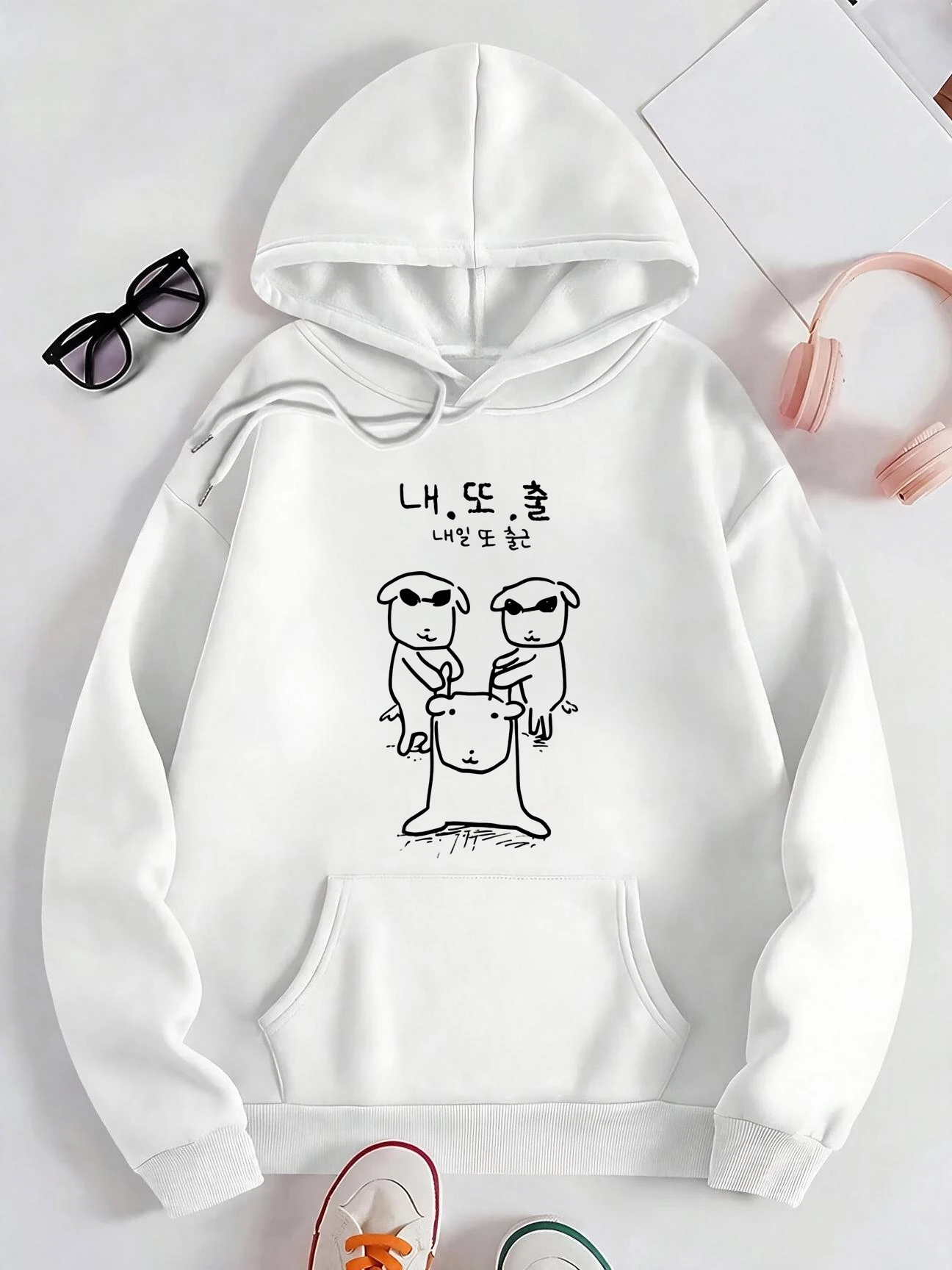 Aliexpress Women's Fashion Hoodies with Korean Creative Illustration Puppies Print Graphic Vintage Sweatshirts Pullovers Clothes 90s Cheap - Aliexpress Deal