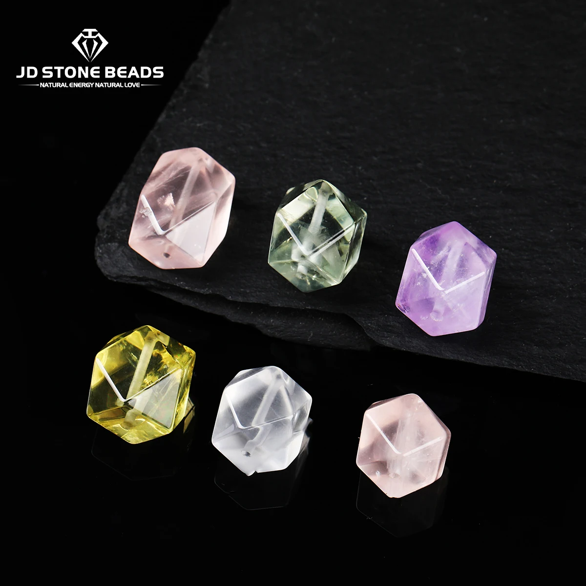 1 Pc Natural Stone Faceted Octagonal Shape Bead Pink Quartz Amethyst for Jewelry Making DIY Necklace Bracelet Accessory