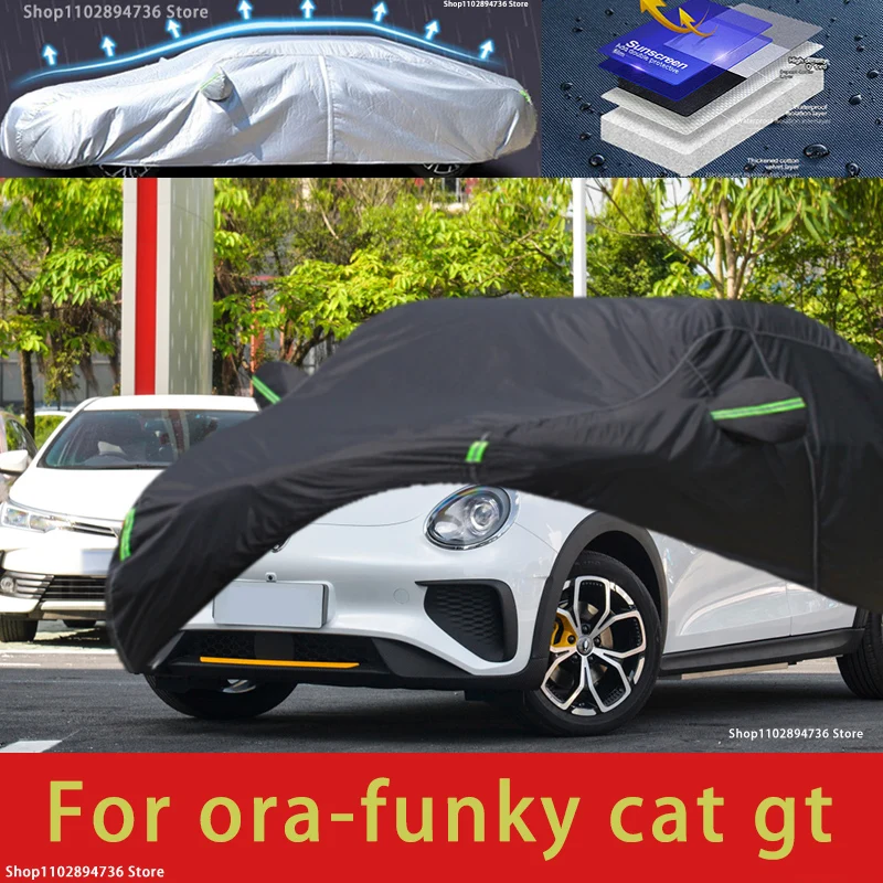 

For Ora Funky cat Fit Outdoor Protection Car Covers Snow Cover Sunshade Waterproof Dustproof Exterior black car cover