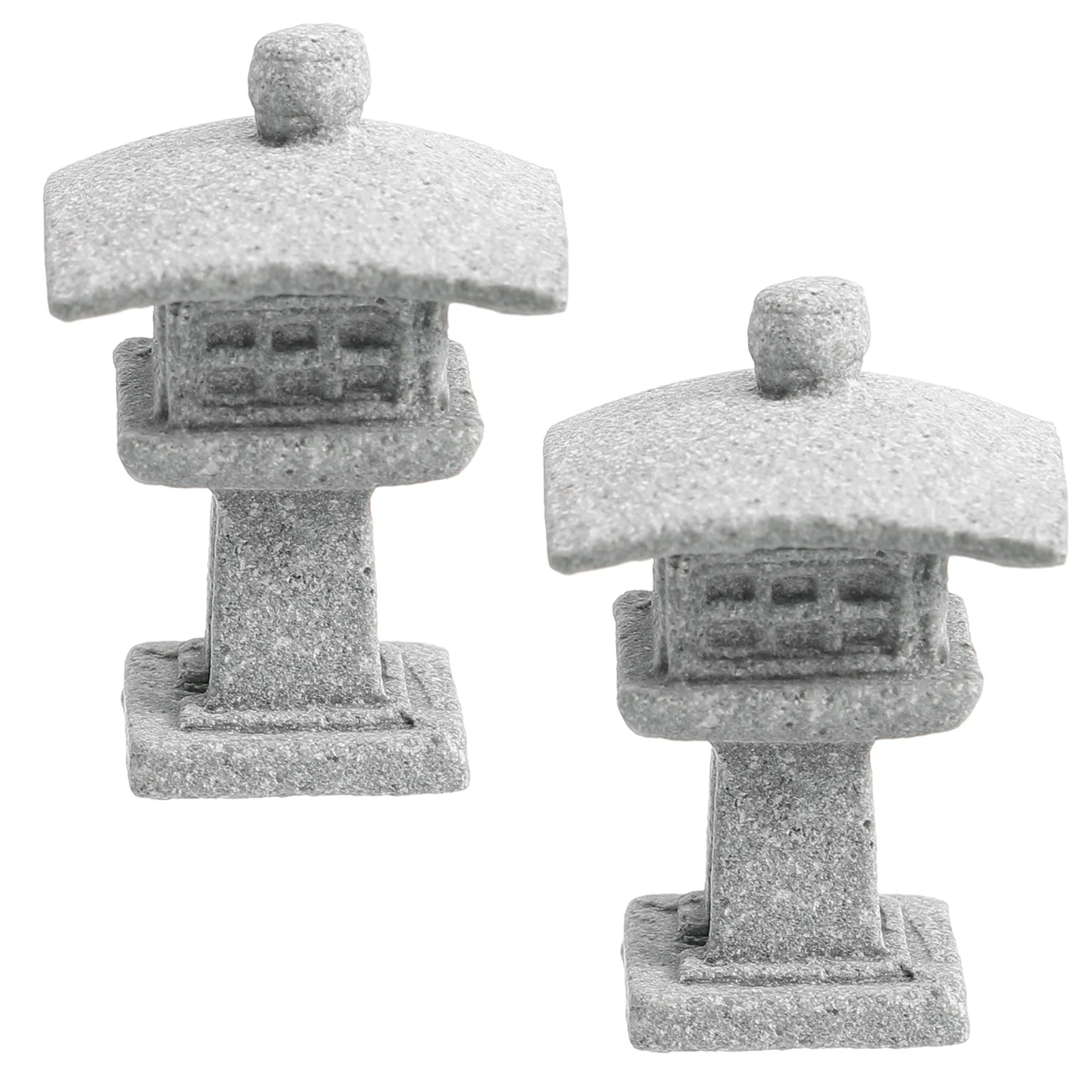 

2Pcs Miniature Pagoda Statue Sandstone Material Durable Garden Ornament Home Office Desktop Micro Landscape Pavilion Decor