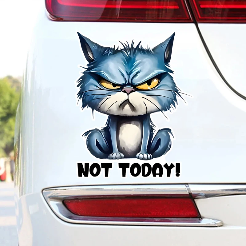 DK163#11x15cm Not Today Angry Cat Car Stickers Funny Creative Waterproof Vinyl Decal Motorcycle Decorative Accessories