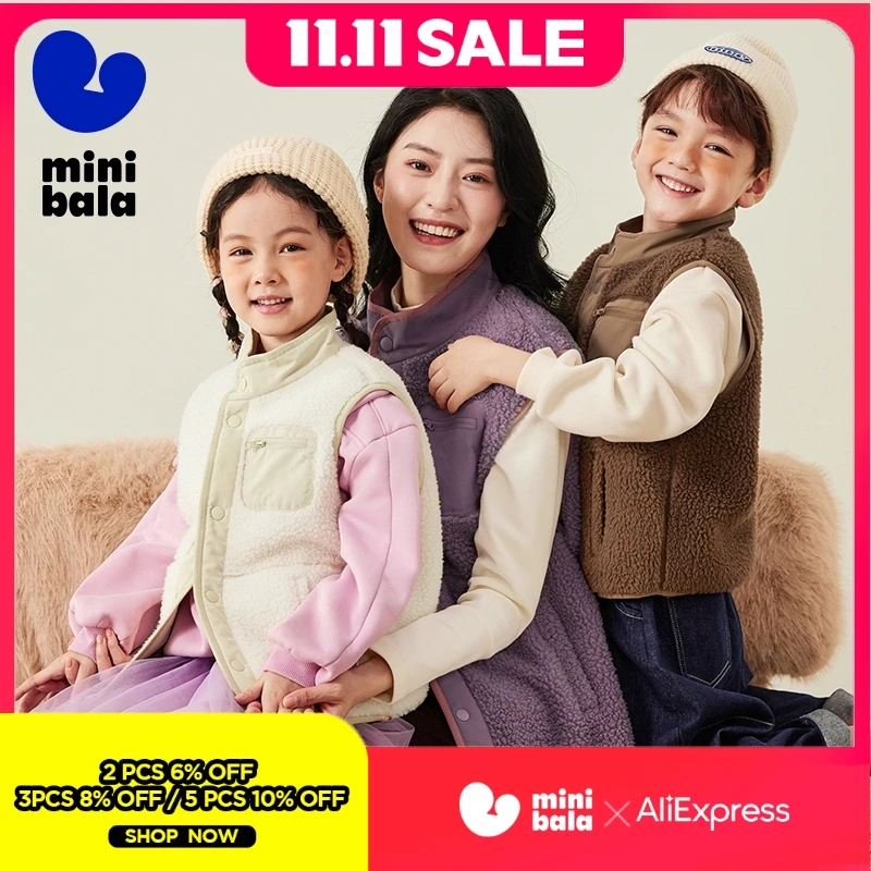 

Mini Bala Furry Vests for Boys and Girls 2024 New Winter Styles with Anti-Static Double-Sided Wearable Thickened Warm Waistcoats