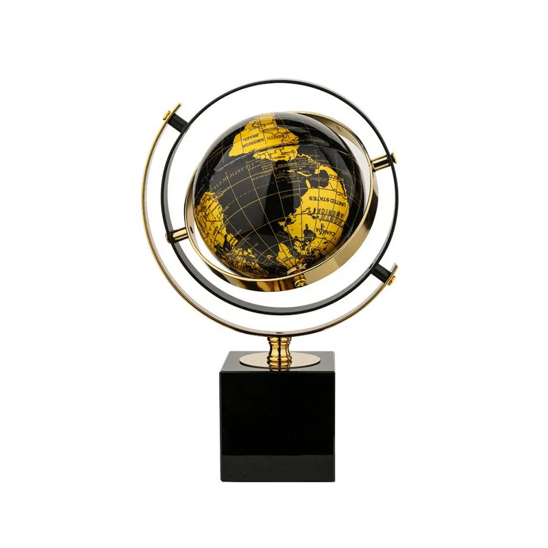 Light luxury globe marble metal ornament high sense living room office desktop decoration crafts