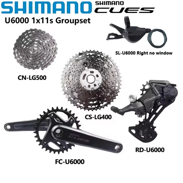 Shimano CUES U6000 1x11s MTB Groupset 170MM 32T Mechanizm korbowy Przerzutka tylna U6000 SGS SL Prawy 11s LG500 Łańcuch Zestaw rowerów górskich