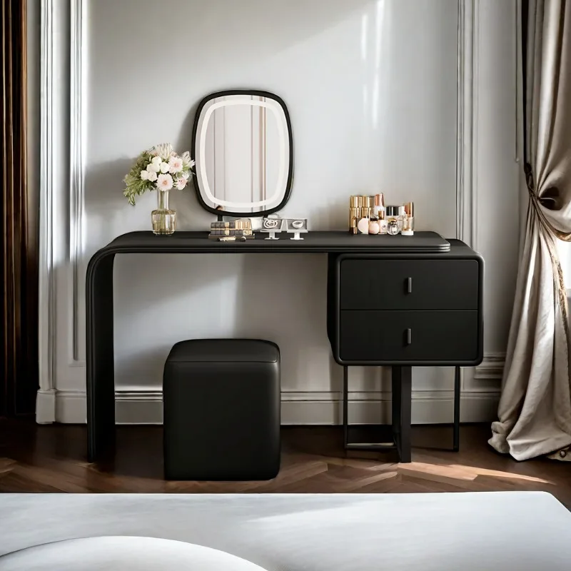 

Black Storage Vanity Table Aesthetic Italian Beauty Full Set Makeup Vanity Bedroom Space Saving Coiffeuse Chambre Home Furniture