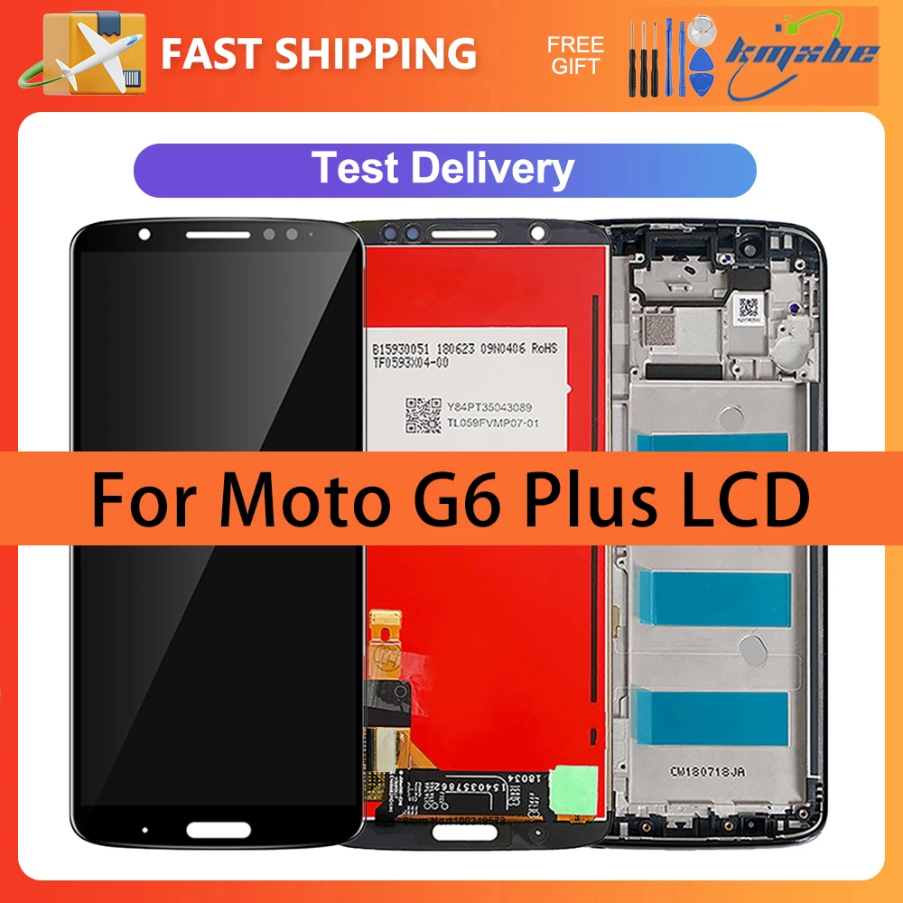 

5.9" LCD For Moto G6 Plus Display Touch Screen Digitizer Assembly With Frame Replacement For Motorola XT1926-5 XT1926 LCD