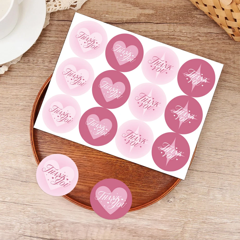 

120pcs Pink Heart Shaped Sticker Label for Packaging Party DIY Decoration Sealing Stickers