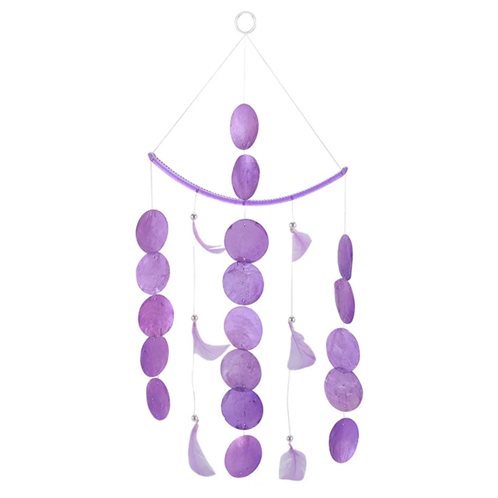 

Decorations Shell Wind Chime Chimes Outdoor Ocean for Home Purple Metal