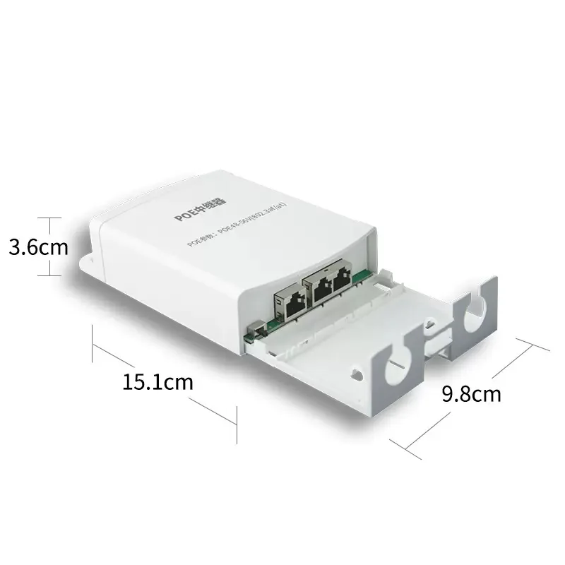 PoE Repeater One-divided-two Switch 2 PoE ports 10/100 Mbps for 2CH PoE camera  Waterproof