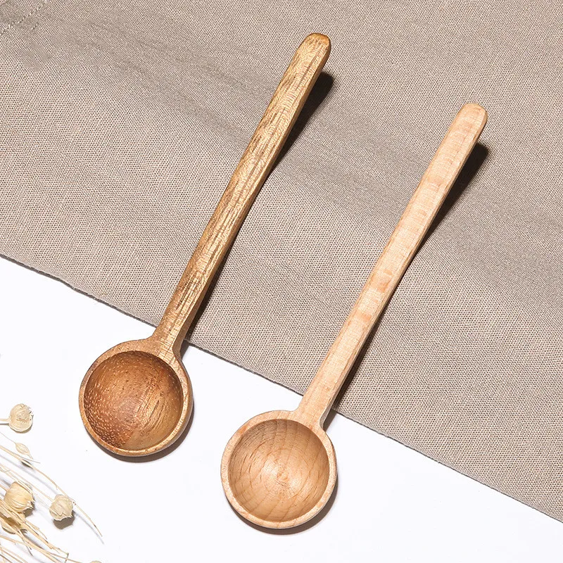 200Pcs/Lot Wooden Long Handled Stirring Spoon Beech Wood Scoop Honey Spoon Coffee Milk Tea Spoon LX6391