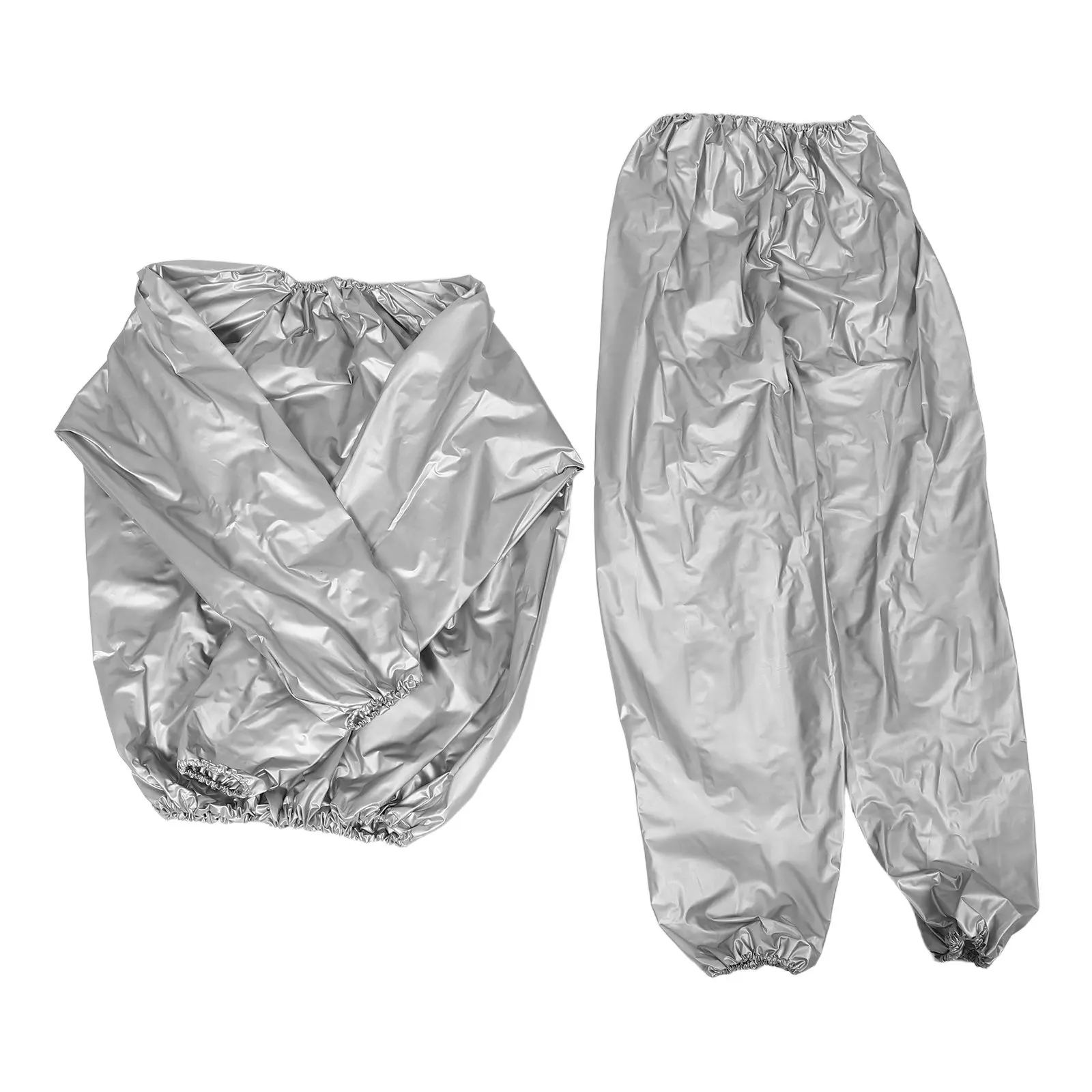 

Silver Sauna Suit Men Women 0.15mm Full Body Plastic Sweat Suit High Elastic PVC Gym Workout Vest Jacket Pants Heat Boosting Fat