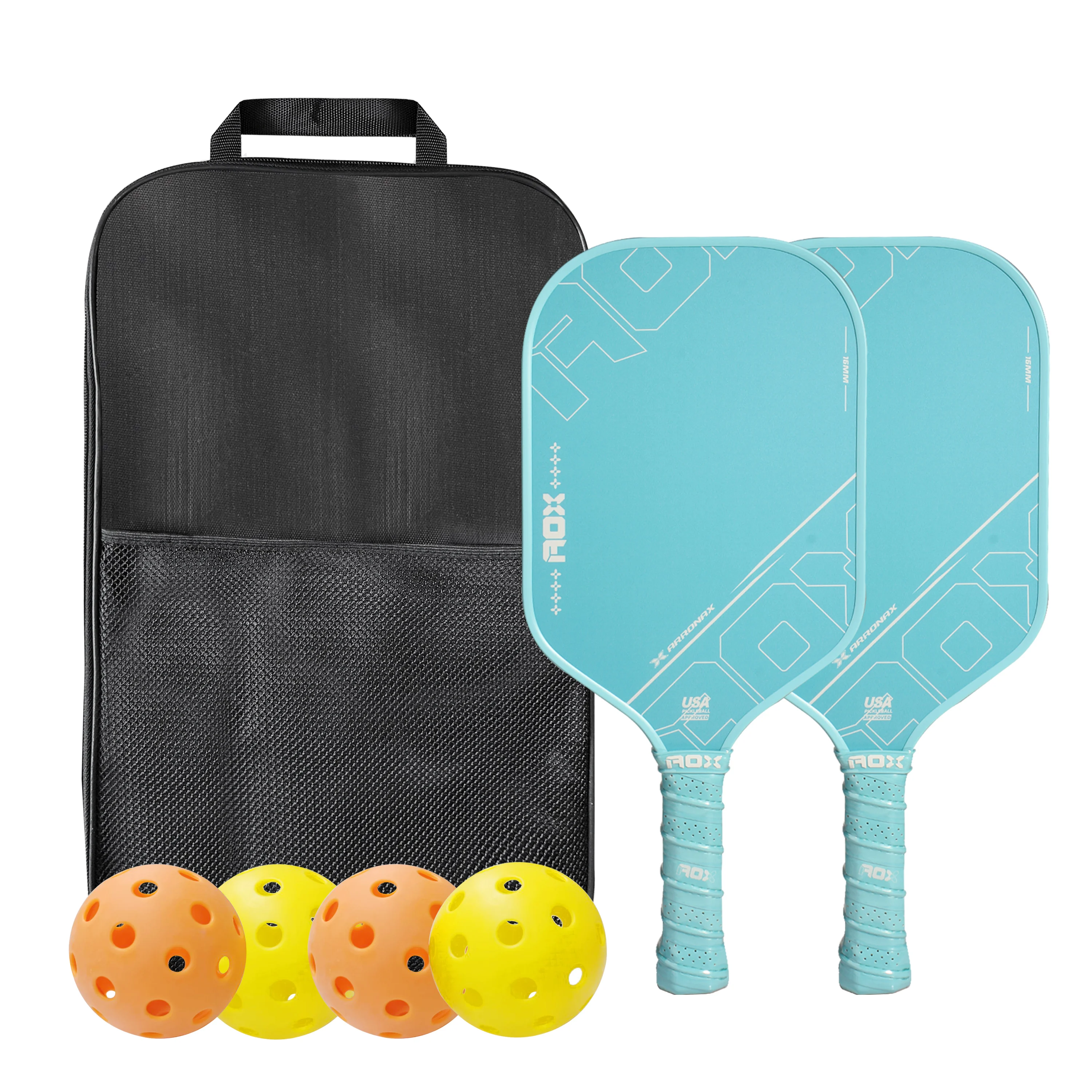 ARRONAX Pickleball-Paddel, Kaltpresse, 100 % Glasfaser, Pickleball-Paddel mit hoher Körnung und Spin-Oberfläche, 16 mm Pickleball-Schläger