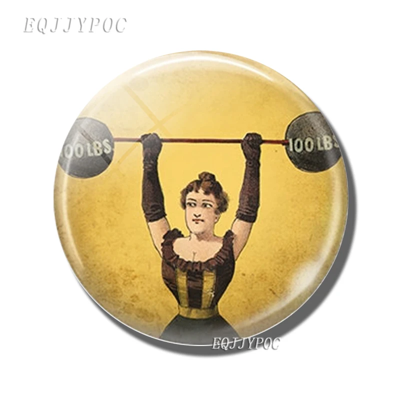 Steampunk Strong Woman 30 MM Fridge Magnet Vintage Circus Glass Dome Magnetic Refrigerator Stickers Note Holder Home Decoration