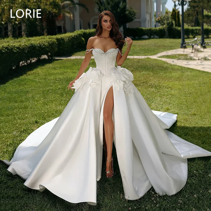 

LORIE Luxury Shiny A-line Off Shoulder vestidos de novia Wedding Dress Flower Bridal Gowns Applique Wedding Gown Customized 2025