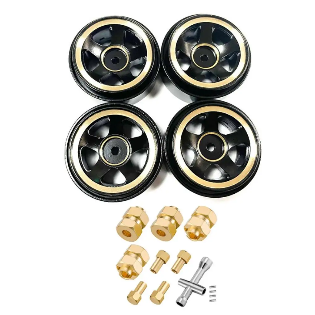 

RCGOFOLLOW Brass Shock-proof Metal Wheel Rims Rc Metal Wheel Rims For 1/24 Rc Metal Wheel Rims Axial SCX24 RC Car Part Golden