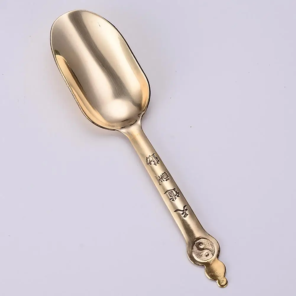 Glossy Brass Spoon Tea Shovel Chic Tea Spoon Coffee Shovel Rust-proof Copper Dessert Scoop Sugar Coffee Scoop 티스푼 ложка чайная