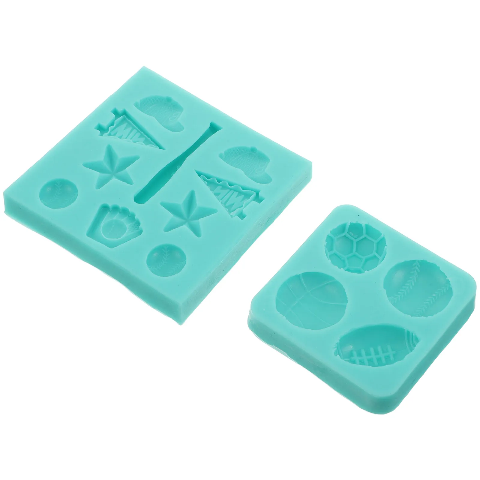 2 moldes de silicona con forma de pelota, herramientas de repostería con temática deportiva para hacer chocolate, gomitas, caramelos, fondant, galletas, manualidades de fútbol y baloncesto.