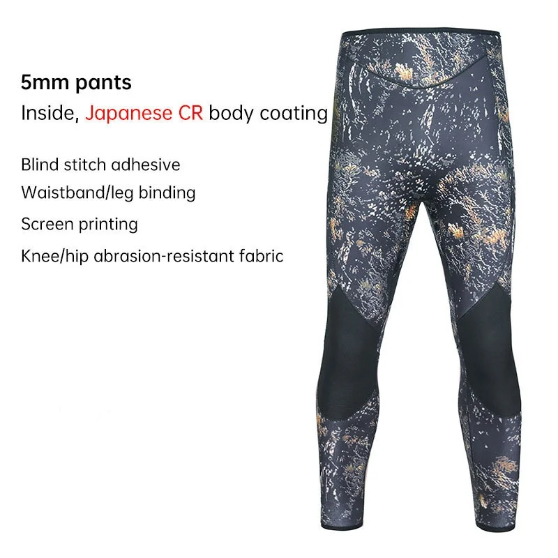 

Split 2-Piece Camouflage Neoprene Wetsuit Men Hooded Spearfishing Suit Thermal Cold Water Diving Suit for Scuba Diving