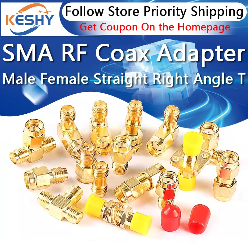 1-10 SZTUK SMA męskie / żeńskie złącze adaptera koncentrycznego RF RP SMA prosty kątowy rozdzielacz typu T pozłacany NOWY hurtowy adapter