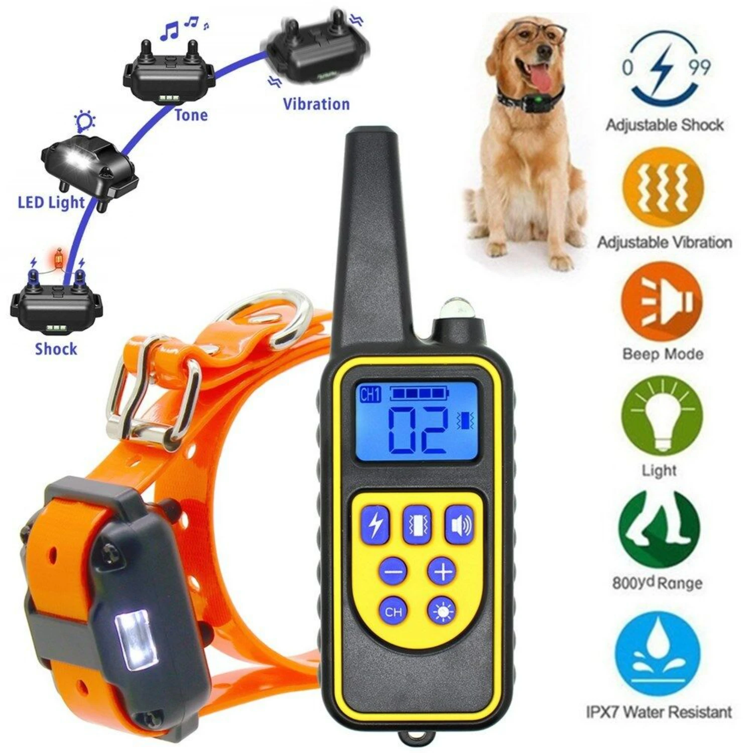 

High-quality, top-notch Premium Adjustable Sensitivity Anti Bark Device with 3 Training Modes - Durable, Long-range Design for E