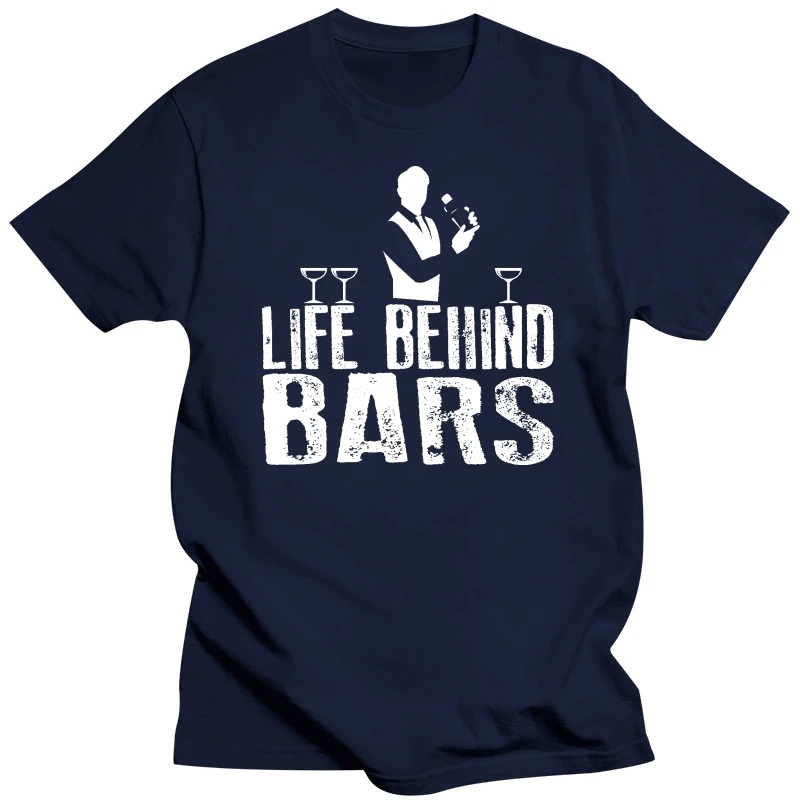 Life Behind Bars Bartender MENS T-SHIRT Tee Funny Birthday Hotel Pub Club Staff 3D Men Hot Cheap Short Sleeve Male T shirt