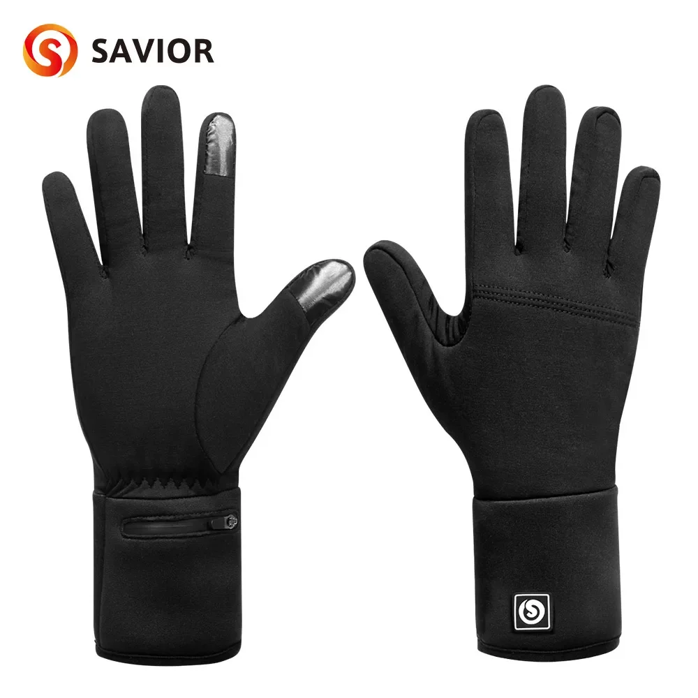 SAVIOR Winter Thermal Heated Gloves For Adult Goatskin Leather Wind Waterproof Rechargeable Battery Warm Hand Ski Gloves 3 Gears