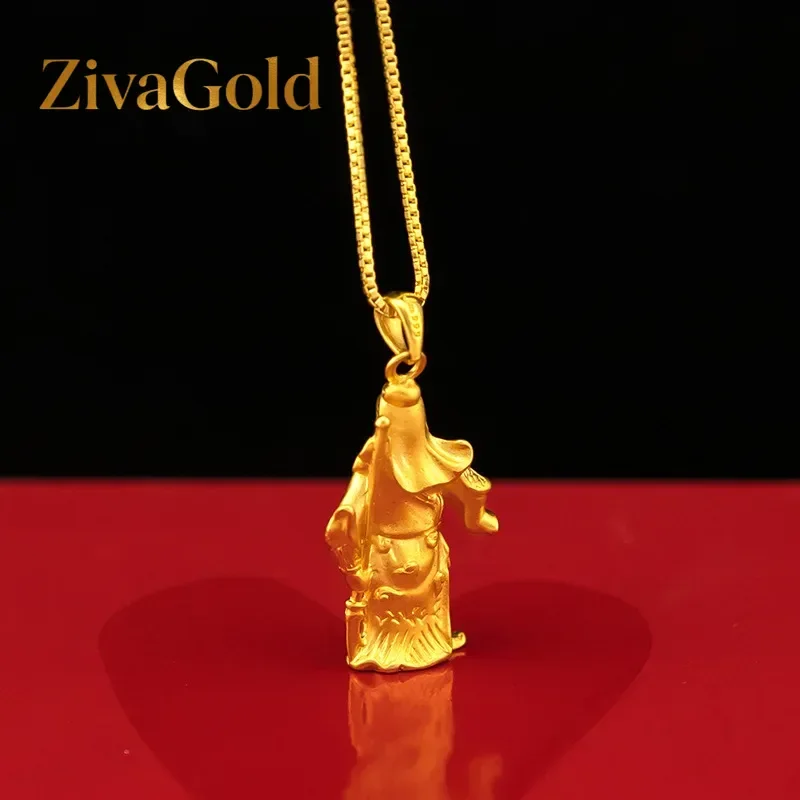 

ZivaGold Luxury and fashionable 24K real gold 5D men and women same style Guan Gong pendant au999 gold Guan Gong necklace