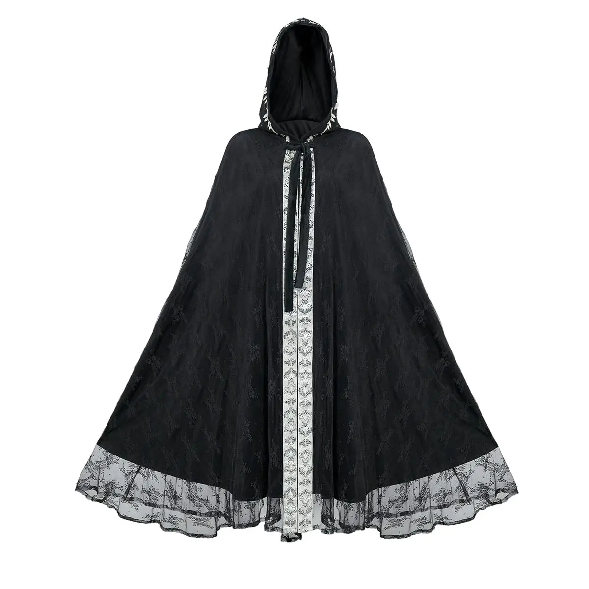 

Medieval Vintage Hooded Loose Black Cloak Coats Windproof Trench Chic Winter Long Cape Poncho Gothic Mens Monk Cosplay