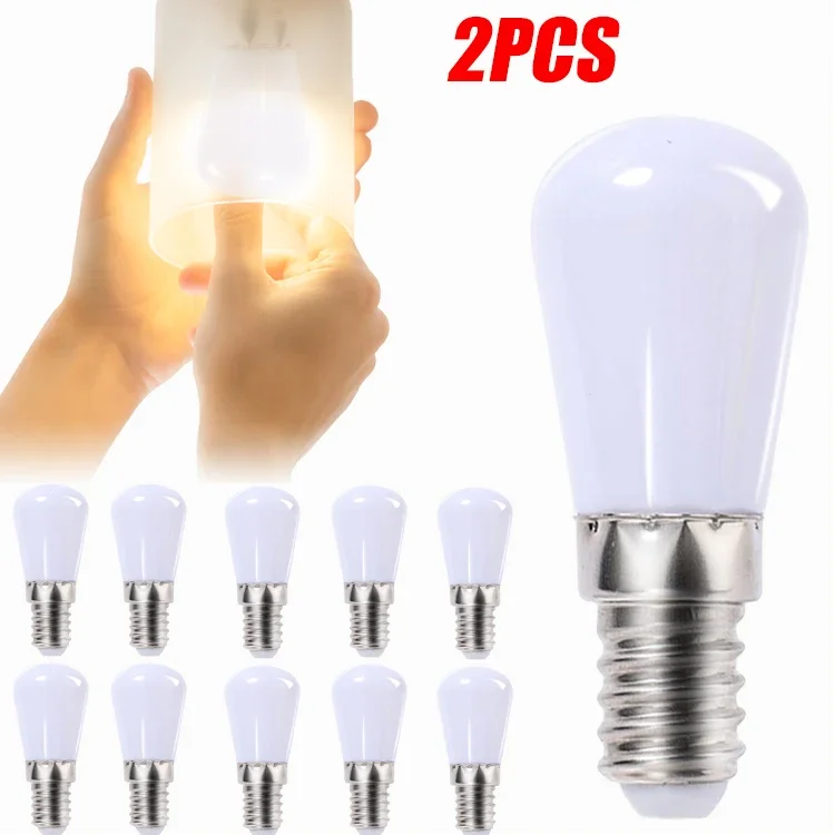 1/2PCS Mini LED Light Bulbs Refrigerator Lamp E12 220V Screw Bulb Night Lights for Refrigerator Freezer Indoor Luminus Lighting