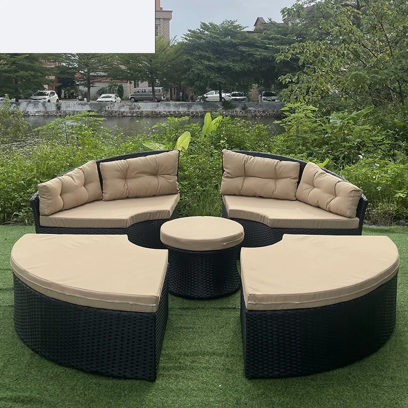 

Открытый двор, сад, диван из ротанга для отдыха, открытый отель B & B, простая креативная художественная кровать из ротанга, мебель