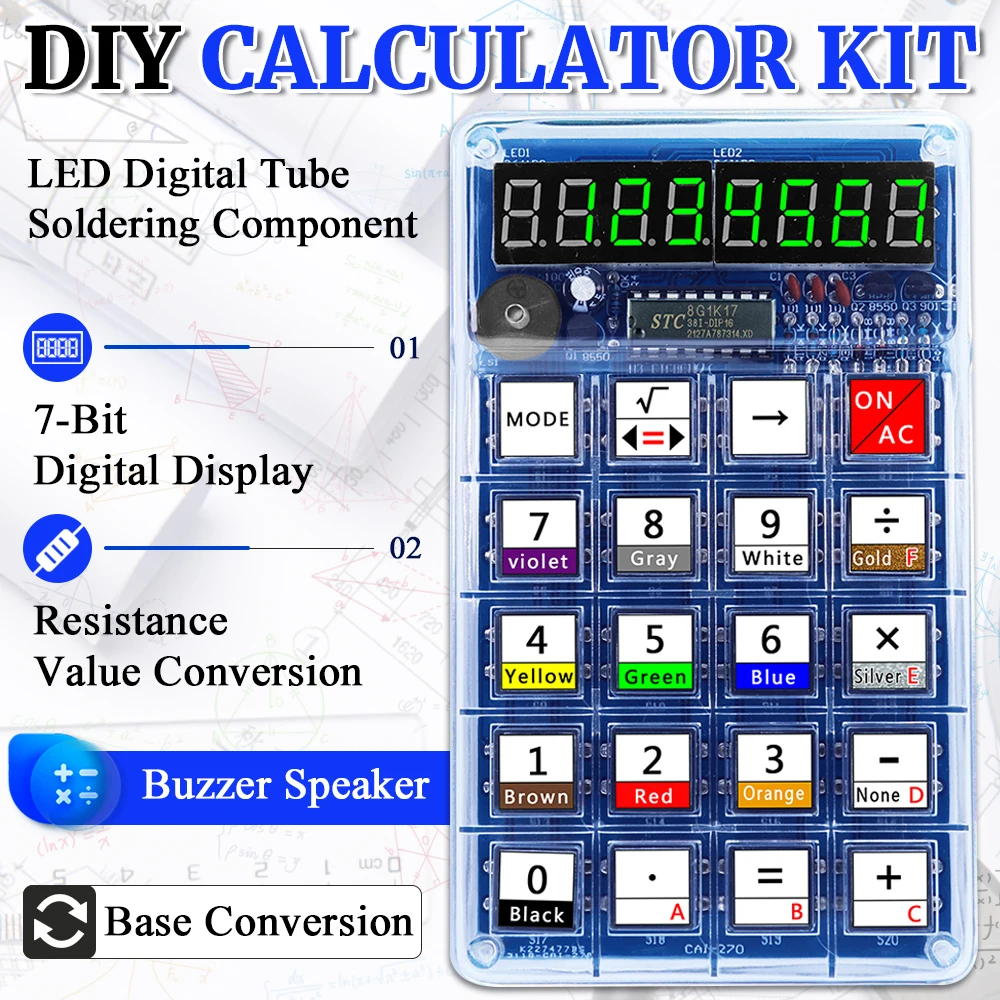 DIY Electronic Kits LED Digital Tube Calculators 51 Microcontroller Control Resistance Conversion DIY Soldering Projects