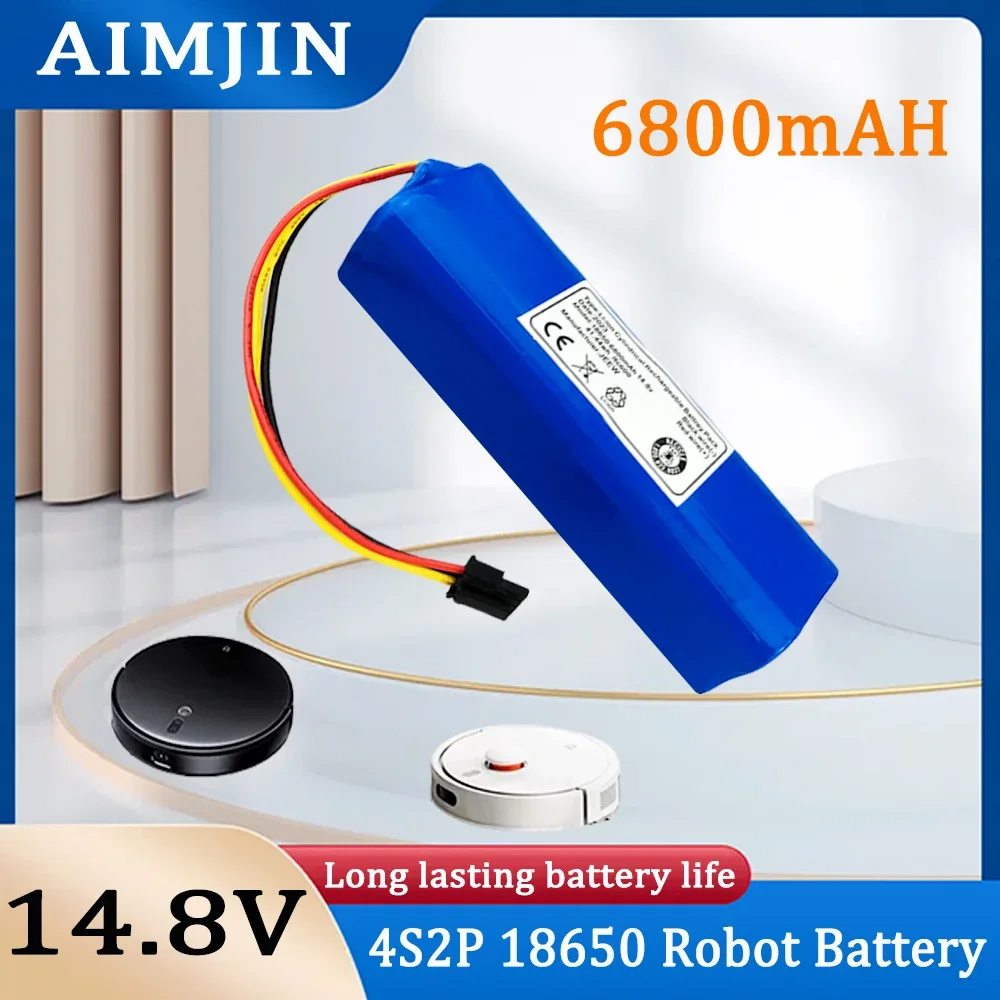 2024 New 14.8V 6800mAh INR18650 MH1-4S2P-300S Robot Battery for Cecotec Conga 5090 5490 6090 Robotic Vacuum Cleaner