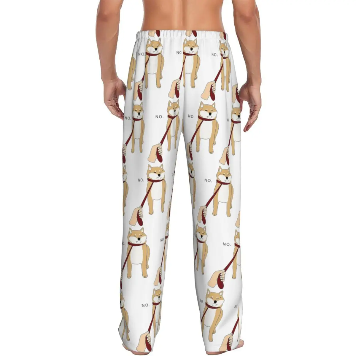 Custom Animal Shiba Inu Dogs Men Pajama Pants Lounge Sleep Sleepwear Bottoms with Pockets