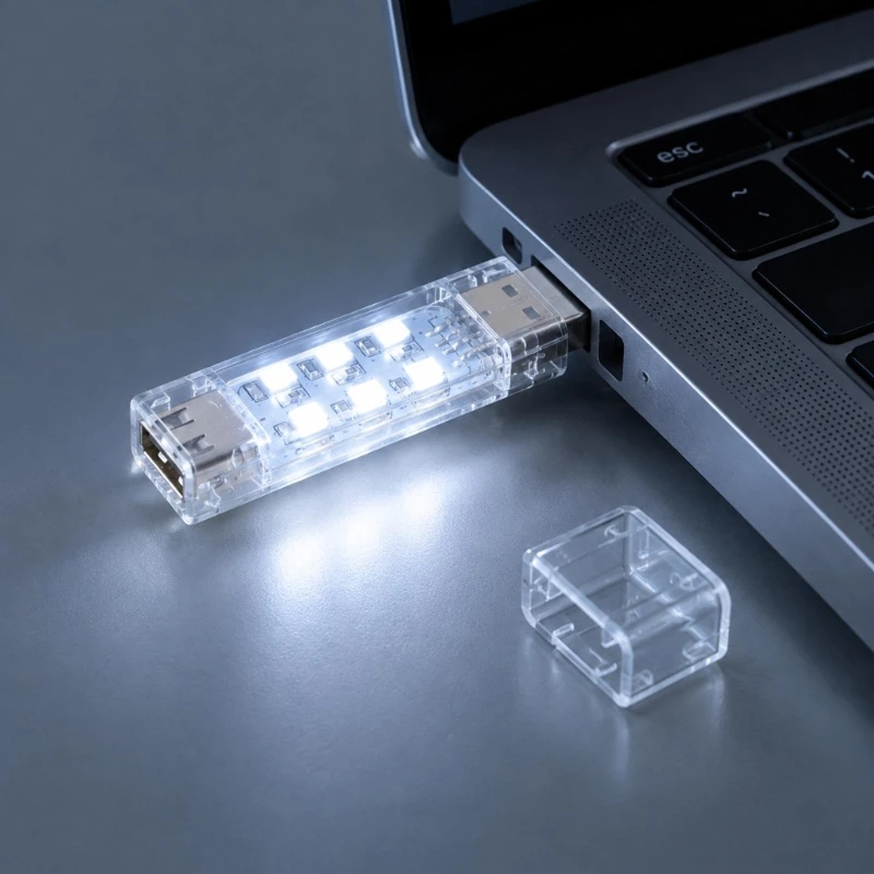 USB LED Light 2 Pack with Data Transfer Port, Front-and-Back 12-LED Lighting for Reading, Travel, and Desk Tasks USB Lamp D2RC