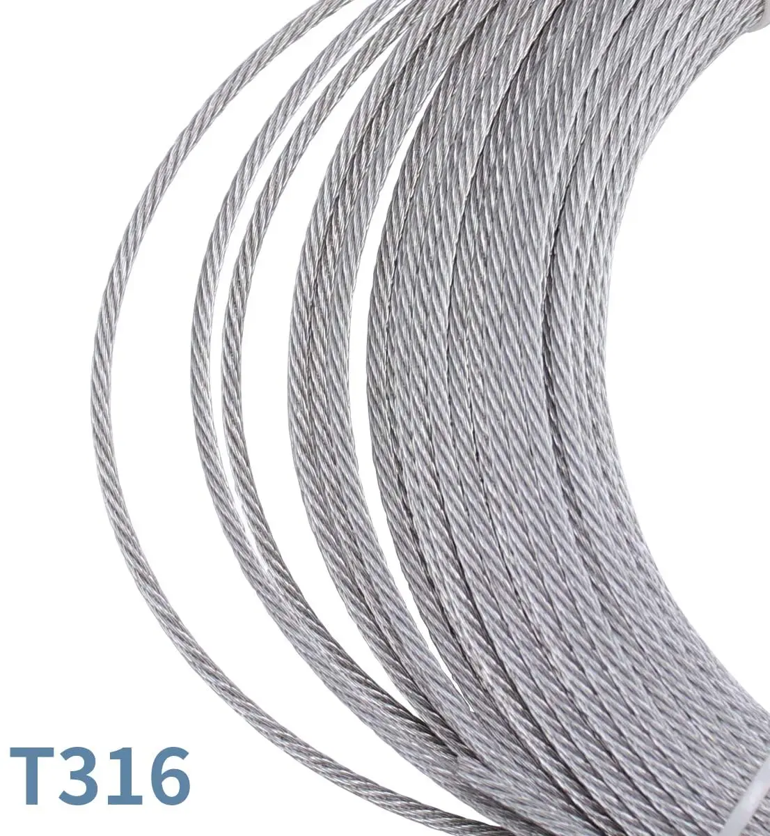 T316 Marine 1/8 Inch Stainless Steel Aircraft Wire Rope for Deck Cable Railing Kit,7x7 100/164 Feet
