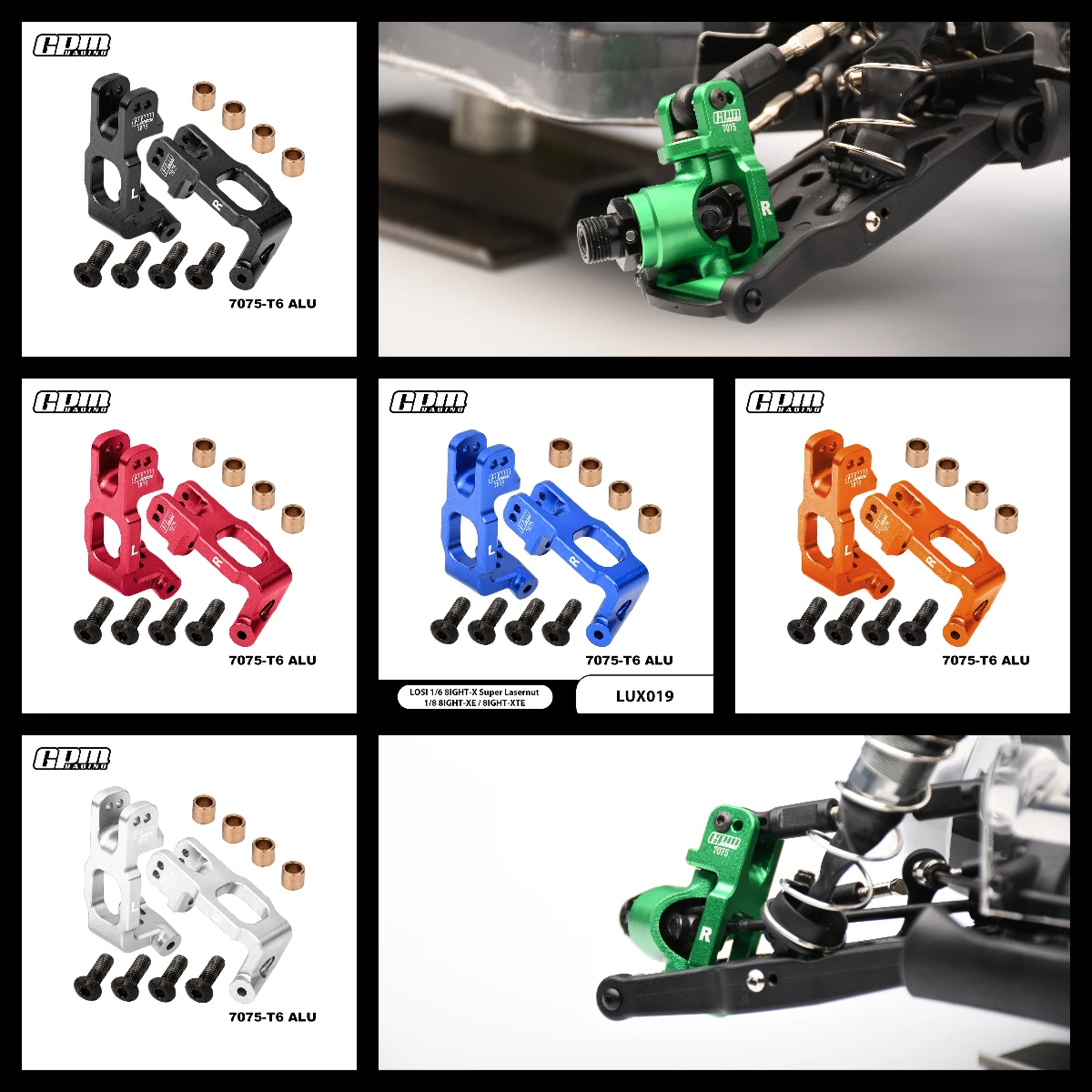 

GPM 7075 Alloy Front C Hubs For LOSI 1/6 8IGHT-X Lasernut 1/8 8IGHT-XE 8IGHT-XTE