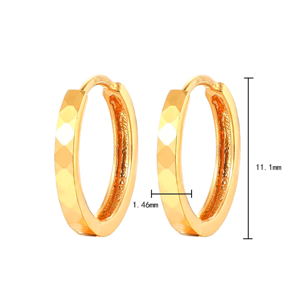 Au750 Real Solid 18K Yellow Gold Women Lucky Full Star Hoop Earrings 0.9g Best Gift